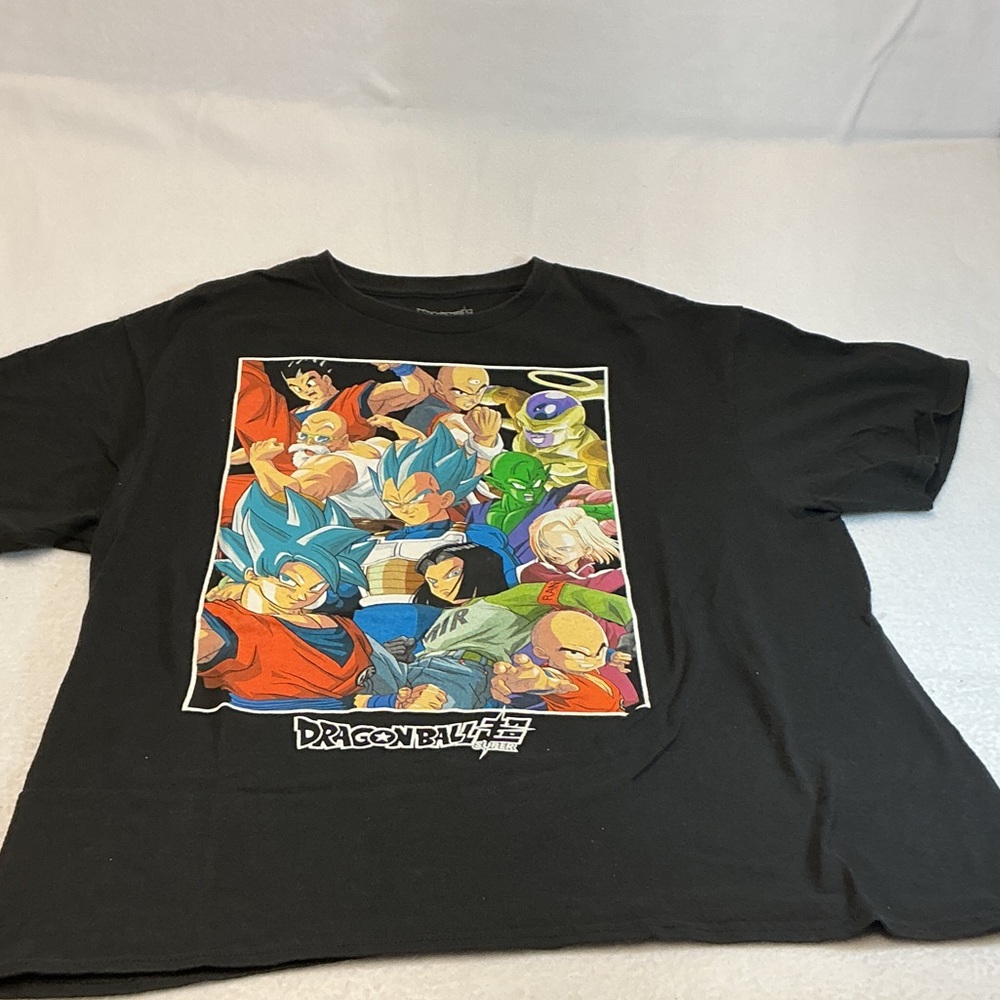 Dragon Ball Super Black Graphic Tee - Colorful Character Collage sz L 0847